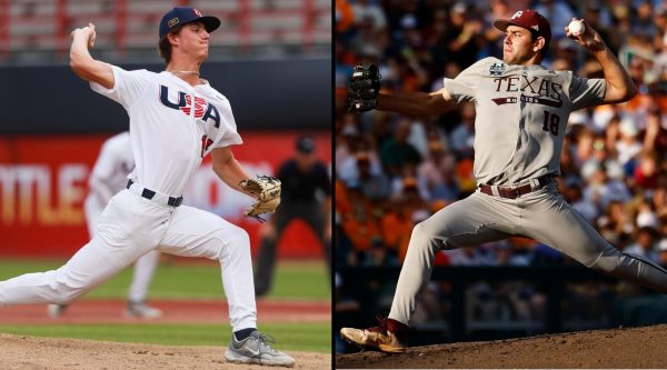 Levi Sterling, left, and Ryan Prager were selected 37th and 81st overall, respectively, in the 2024 MLB Draft. (Courtesy of USA Baseball; Getty Images)