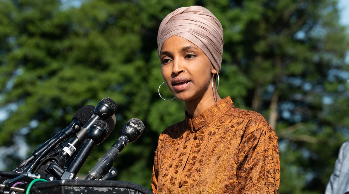 Rep. Ilhan Omar speaks at a news conference at the Capitol, July 25, 2019. (Michael Brochstein/SOPA Images/LightRocket via Getty Images)