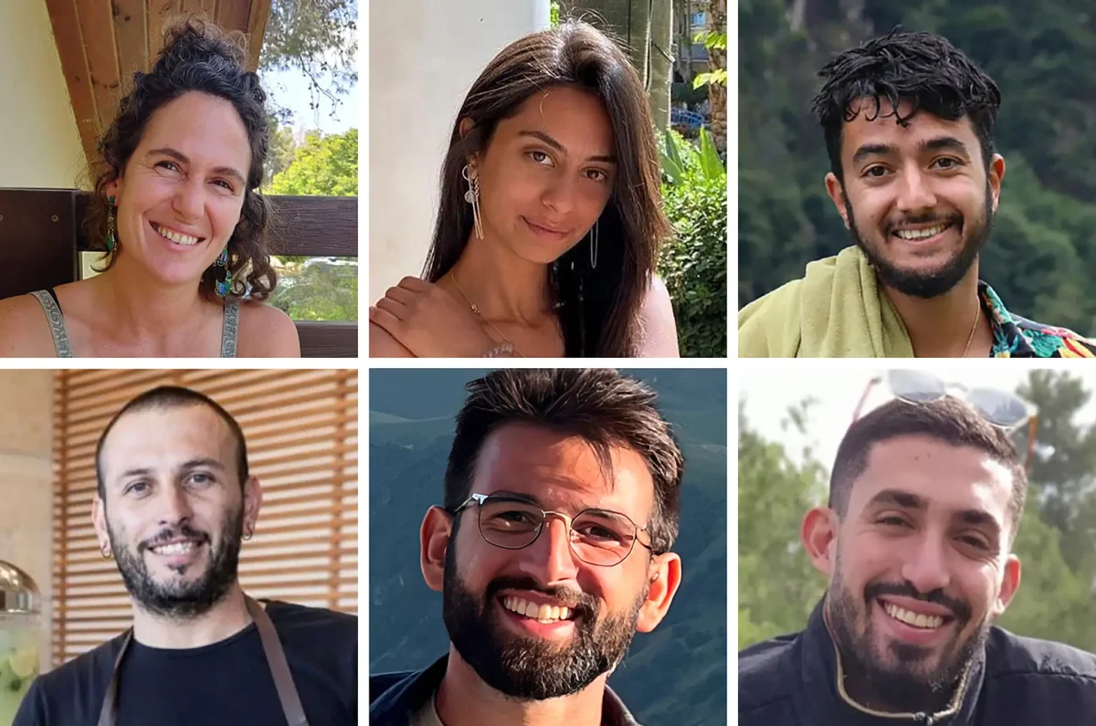 Clockwise from top left: Carmel Gat, Eden Yerushalmi, Hersh Goldberg-Polin, Ori Danino, Almog Sarusi and Alexander Lobanov, in photos released by the Hostages and Missing Families Forum.Credit...The Hostages and Missing Families Forum