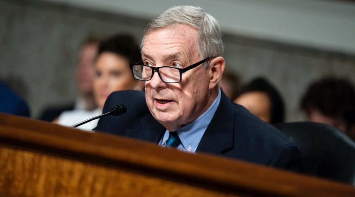 Chairman of the Senate Judiciary Committee Sen. Dick Durbin, an Illinois Democrat, speaks during a hearing at the U.S. Capitol, July 11, 2024. (Bonnie Cash/Getty Images)