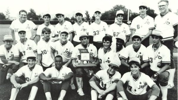 In the photo above of the Burroughs 1985 state championship baseball team, Katzman is holding the trophy.