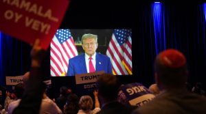 Former president Donald Trump addresses the Republican Jewish Coalition in Las Vegas, Sept. 5, 2024. (Luke Tress)