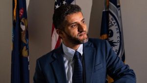 Hamtramck Mayor Amer Ghalib is photographed in his office at the City Hall in Hamtramck, Michigan, September 10, 2023. (Salwan Georges/The Washington Post via Getty Images)