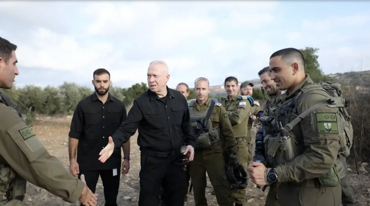 Israeli Defense Minister Yoav Gallant meets with soldiers stationed along the border with Lebanon as Israel readied a ground invasion against Hezbollah there. 