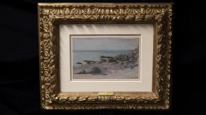 Claude Monet's pastel on paper, "Bord de Mer,” dated about 1865 and which was stolen from the Parlagi family in 1940 by the Nazis in Austria, is seen after its recovery by the FBI’s Art Crime Team. (FBI). 