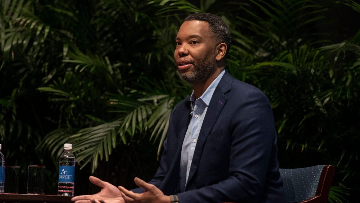 Ta-Nehisi Coates, an author and journalist, answered questions from Tiece Ruffin, director of Africana studies and professor of Africana studies and education at UNC Asheville, February 28, 2023. 

