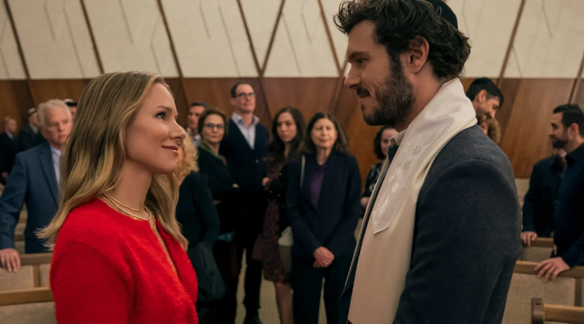 Kristen Bell as Joanne and Adam Brody as Noah in "Nobody Wants This." 