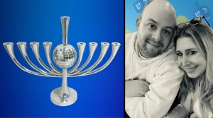 Justin and Michelle Esgar designed a menorah to commemorate the overlap between New Year's Eve and Hanukkah for 2024-2025.(Courtesy Justin Esgar. Design by Jackie Hajdenberg)