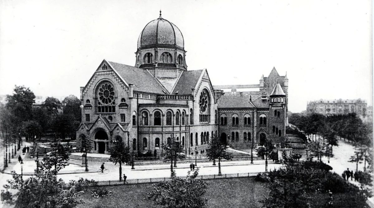 The Bornplatz Synagogue in Hamburg, Germany, once held 1,200 congregants before it was destroyed in the  Kristallnacht pogroms, Nov. 9-10, 1938. (Wikimedia Commons)