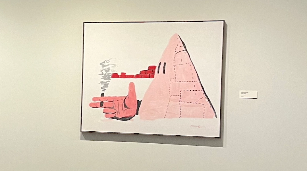 “Cigar” (1969) by Philip Guston, on view at The Jewish Museum,  features the Ku Klux Klan figure found in several of his paintings from the period. (JTA) 