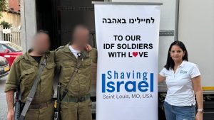 Two members of the new IDF battalion along with Orit Efron Raana who takes care of the distribution in Israel. 