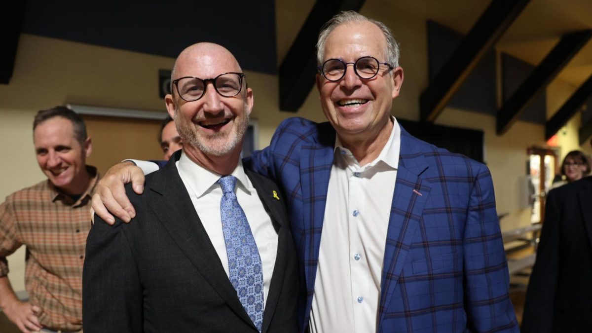 Bob Newmark, Board Chair of the Jewish Federation of St. Louis and Michael Staenberg.