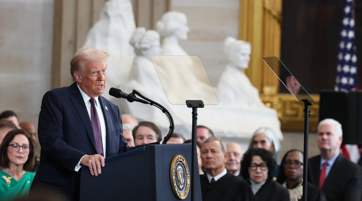 U.S. President Donald Trump speaks during inauguration ceremonies in the Rotunda of the U.S. Capitol on January 20, 2025 in Washington, DC. 