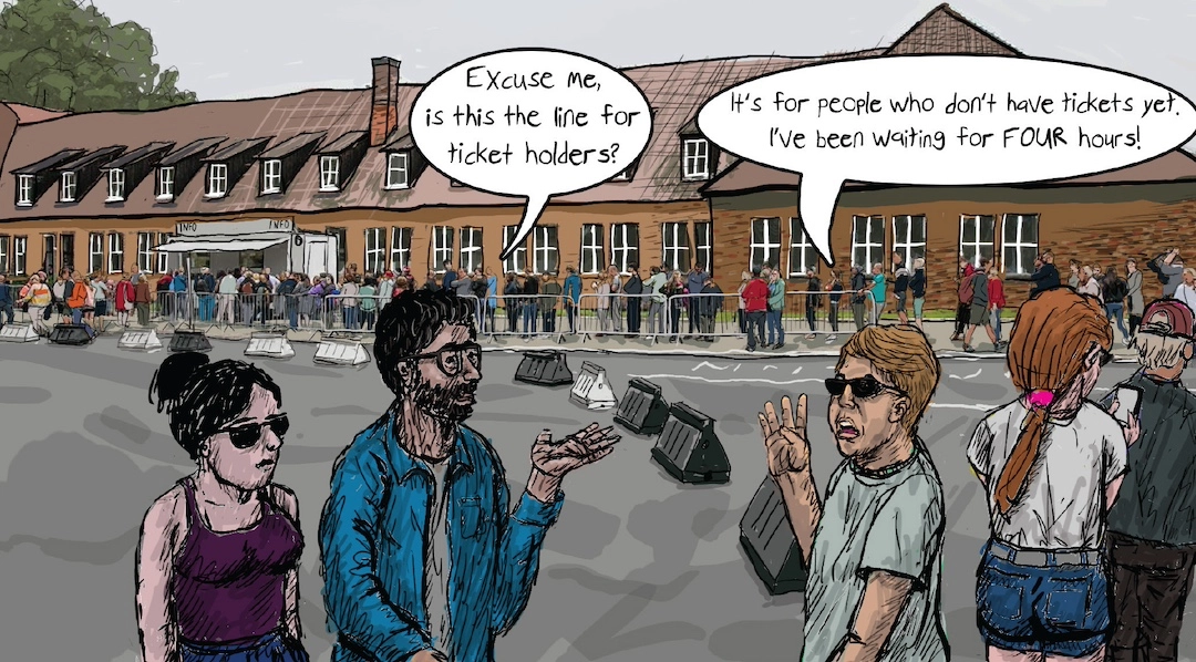 Ari Richter depicts his visit to the Auschwitz-Birkenau State Museum in his graphic memoir "Never Again Will I Visit Auschwitz." (Fantagraphics Books, Inc.)