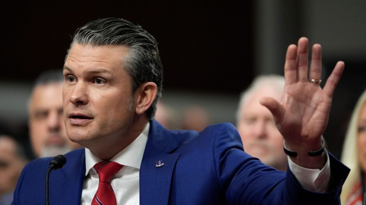 Pete Hegseth speaks during a Senate Armed Services committee hearing on his expected nomination to be Secretary of Defense on Tuesday, Jan. 14, 2025 in Washington, D.C.