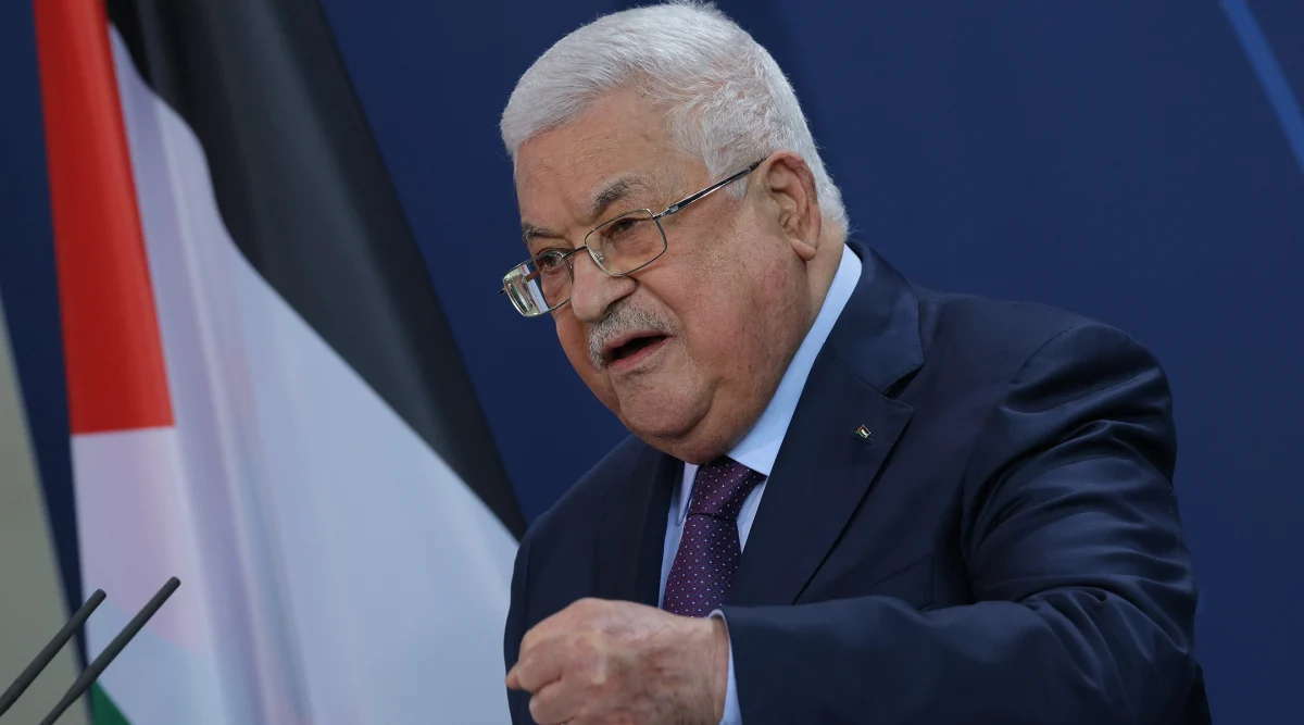 Palestinian Authority President Mahmoud Abbas speaks to the media in Berlin, Aug. 16, 2022. 