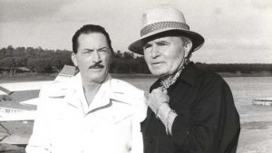 Promotional photo of Gregory Peck and James Mason in the American film The Boys from Brazil (1978)