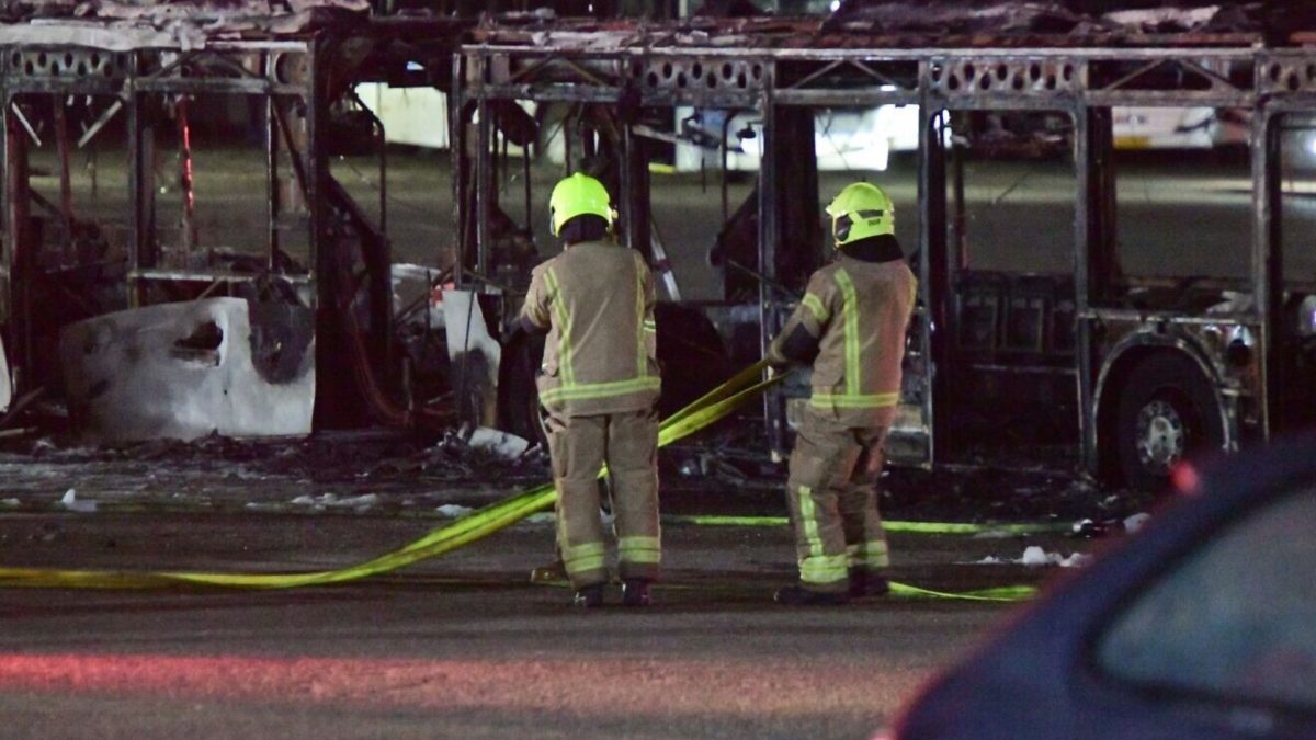 Firefighters and rescue personnel at the scene of a possible bus bombing in Bat Yam, central Israel, Feb. 20, 2025. Credit: Avshalom Sassoni/Flash90.