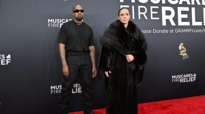 Kanye West and Bianca Censori attend the 67th Grammy Awards at Crypto.com Arena in Los Angeles, Feb. 2, 2025. 