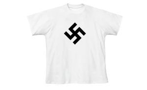 White T-shirt swastika. 