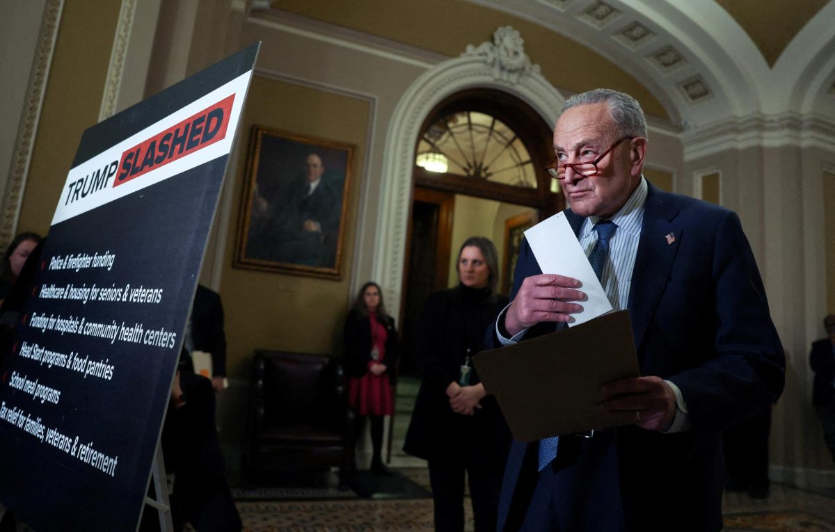 Senate Minority Leader Chuck Schumer (D-NY) walks to a press conference following the weekly Senate caucus luncheons on Capitol Hill in Washington, U.S., January 28, 2025. REUTERS/Evelyn Hockstein