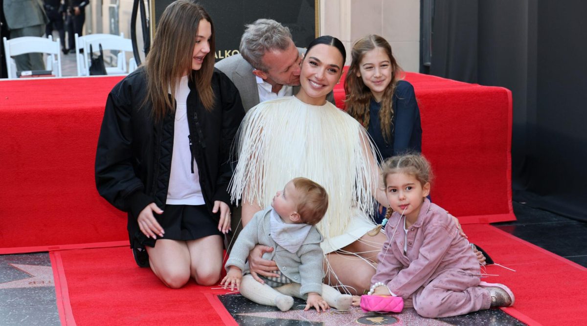 Gal Gadot poses with her husband Jaron Varsano and daughters Alma, Ori, Maya and Daniella during the ceremony inaugurating Gadot's star on the Hollywood Walk of Fame, March 18, 2025 in Hollywood, California. (Photo by Frazer Harrison/Getty Images)