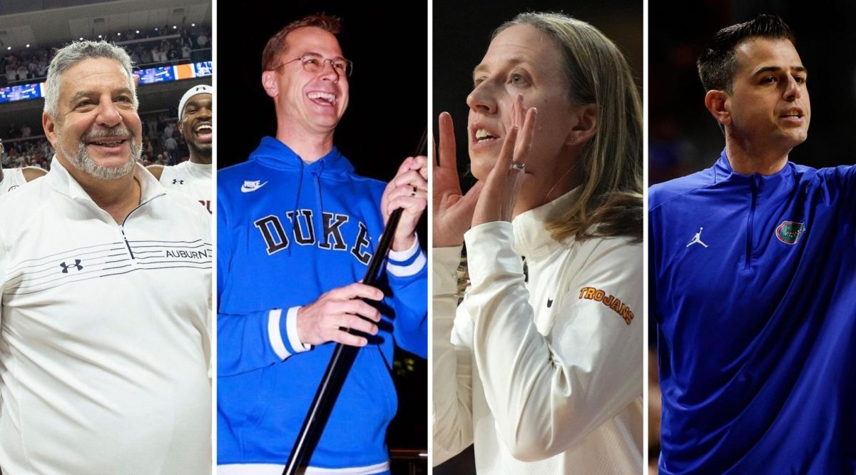 L-R: Bruce Pearl, Jon Scheyer, Lindsay Gottlieb and Todd Golden (Getty Images; Scheyer image courtesy of Rabbi Nossen Fellig)