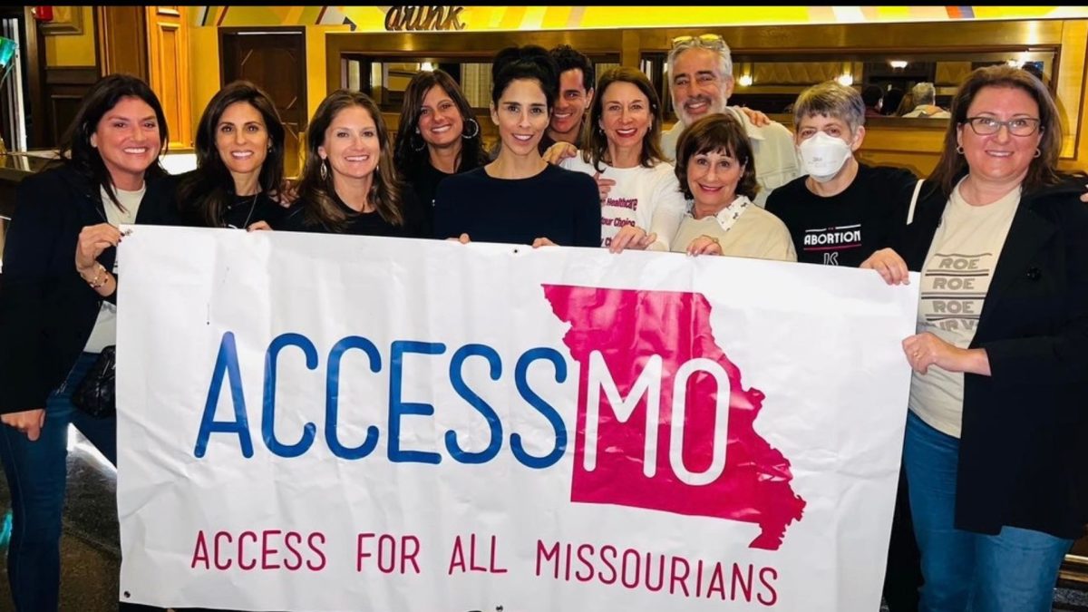 Activists with Access MO are pictured with comedian Sarah Silverman.