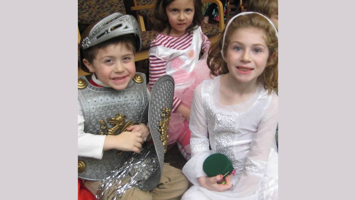 Max and Mallory Palmer celebrating Purim at CRC, 2009.