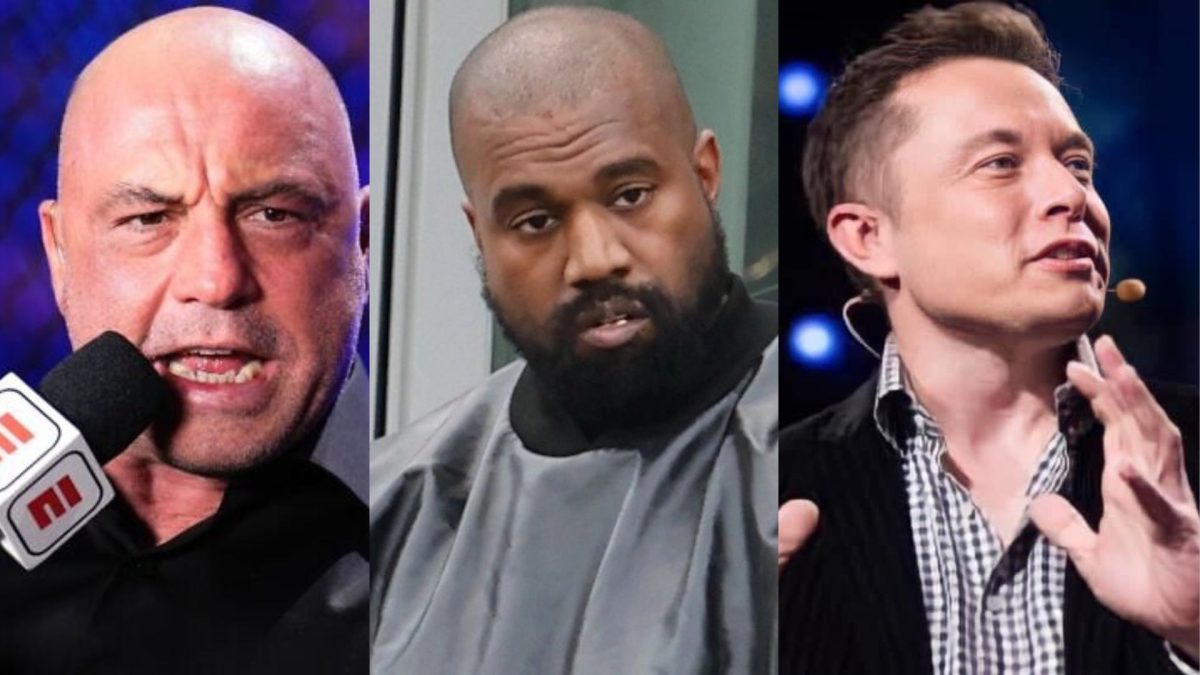 Joe Rogan ((Chris Unger/Zuffa LLC/Getty Images), Kanye West ((MEGA/GC Images) and Elon Musk (Source: Facebook.)