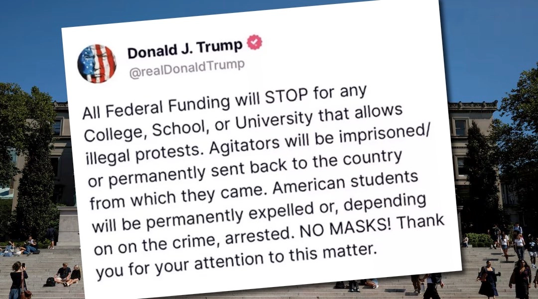 President Trump posted a message on Truth Social that put social media and college campuses, including Columbia University, on high alert, March 4, 2025. (Truth Social)