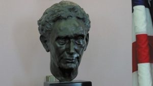 A bust of Louis Brandeis is exhibited in a courtroom in the Old
Courthouse. 