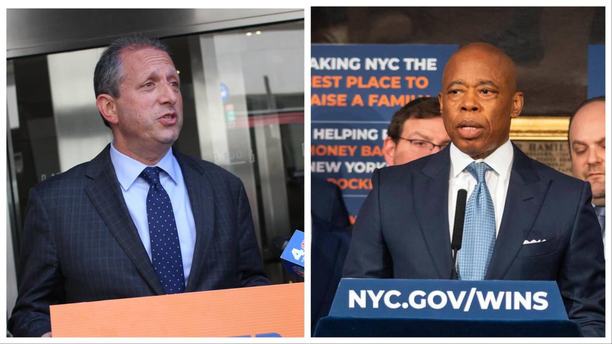 NYC Mayor Eric Adams and NYC Comptroller Brad Lander on May 13. Photo by Brad Lander for Mayor / Ed Reed/Mayoral Photography Office