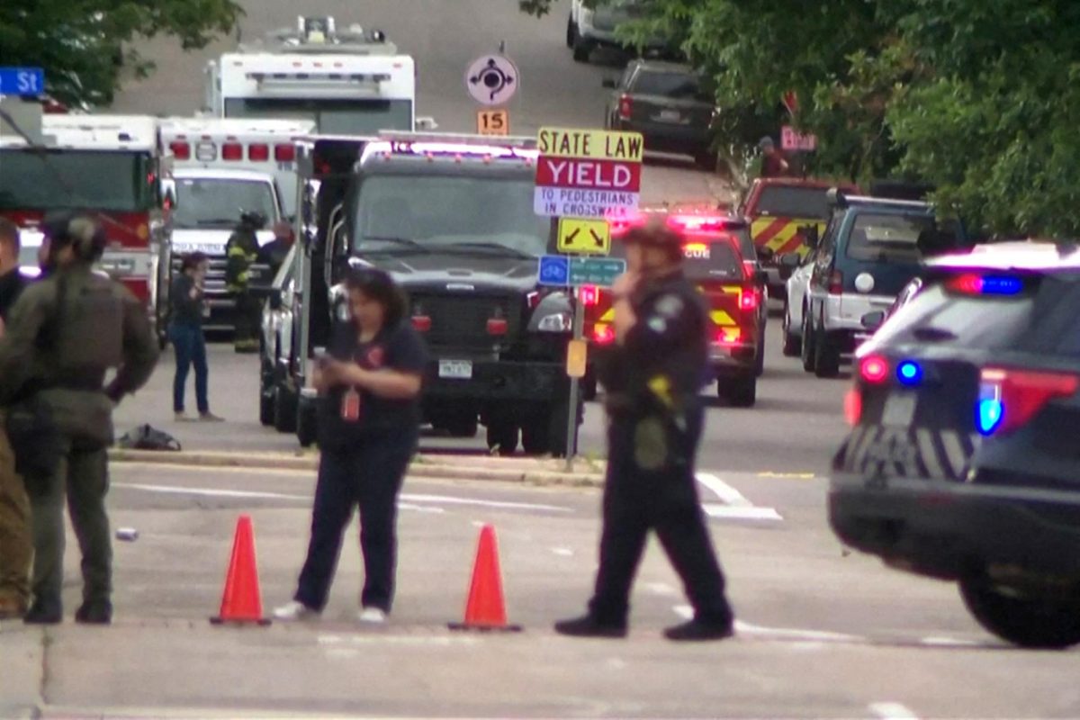 Police work at the scene after an attack that injured multiple people in Boulder, Colorado, U.S. June 1, 2025 in a still image from video. ABC AFFILIATE KMGH via REUTERS