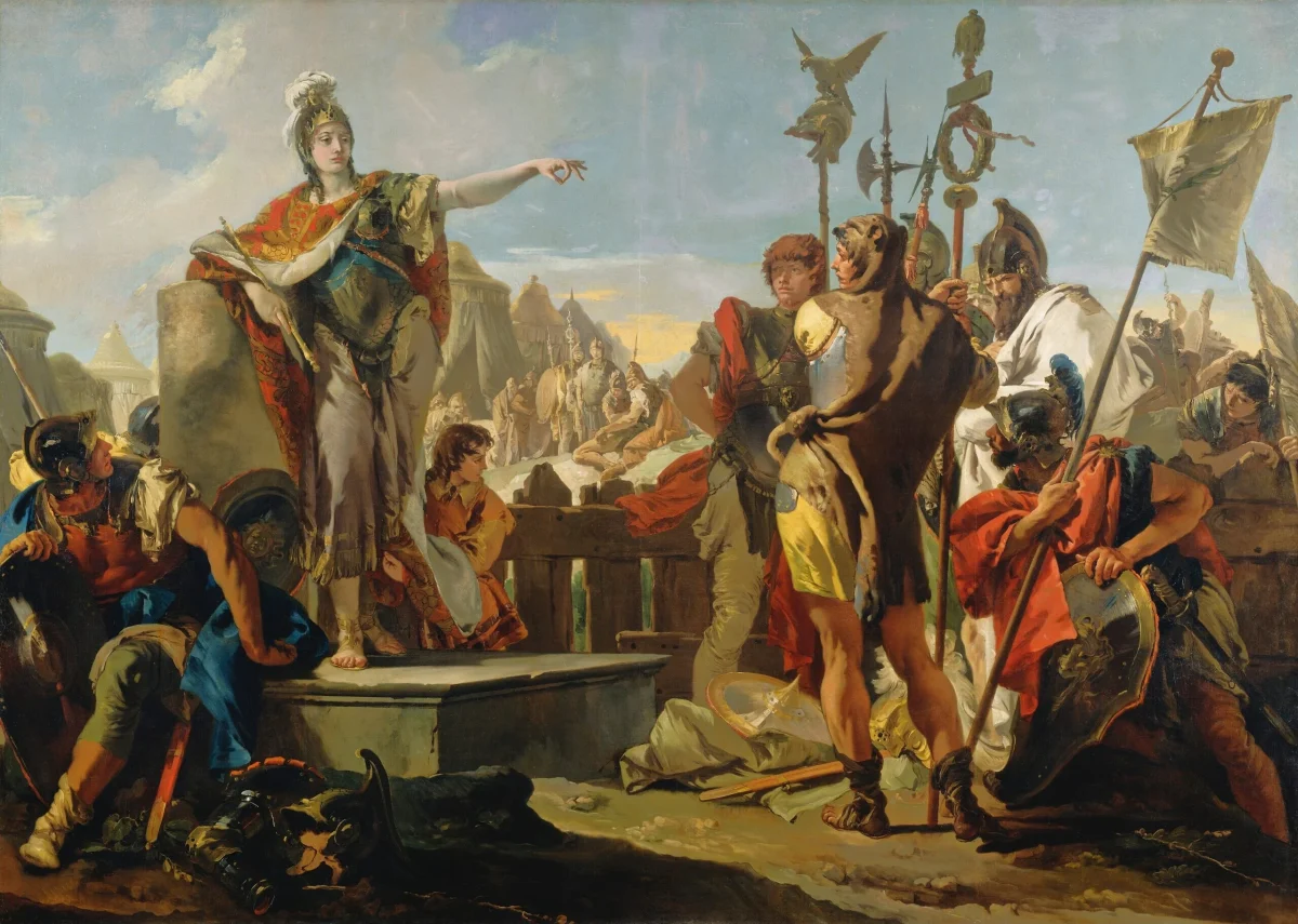 “Queen Zenobia Addressing Her Soldiers,” oil on canvas, painted by Giovanni Battista Tiepolo between 1725 and 1730. Credit: Courtesy of National Gallery of Art, Washington/Samuel H. Kress Collection.