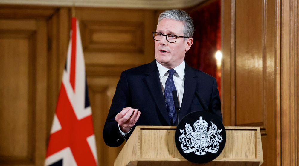 U.K. Prime Minister Keir Starmer delivers a statement inside No. 10 Downing Street on the day the cabinet was recalled to discuss the situation in Gaza, on July 29, 2025 in London, England. (Toby Melville - WPA Pool/Getty Images)