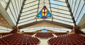 Frank Lloyd Wright’s Beth Sholom’s sanctuary is meant to evoke Mt. Sinai. Photo by Benyamin Cohen