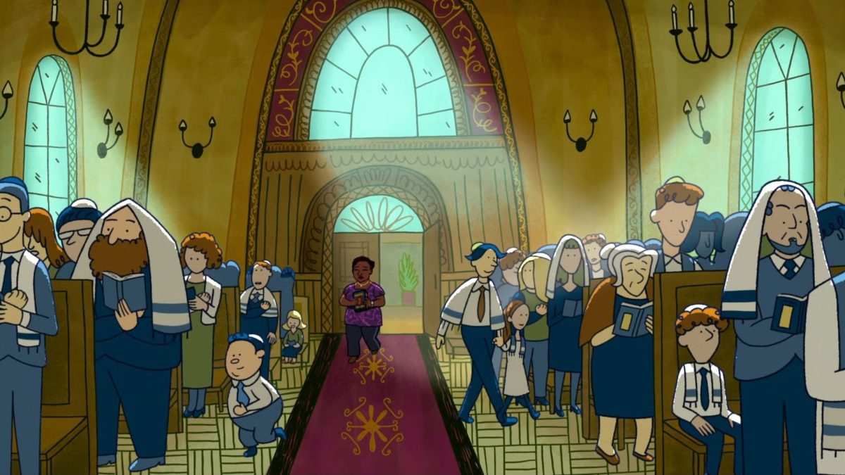 The Netflix series "Long Story Short" features a scene in a synagogue on Yom Kippur. (Courtesy Netflix)