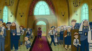 The Netflix series "Long Story Short" features a scene in a synagogue on Yom Kippur. (Courtesy Netflix)