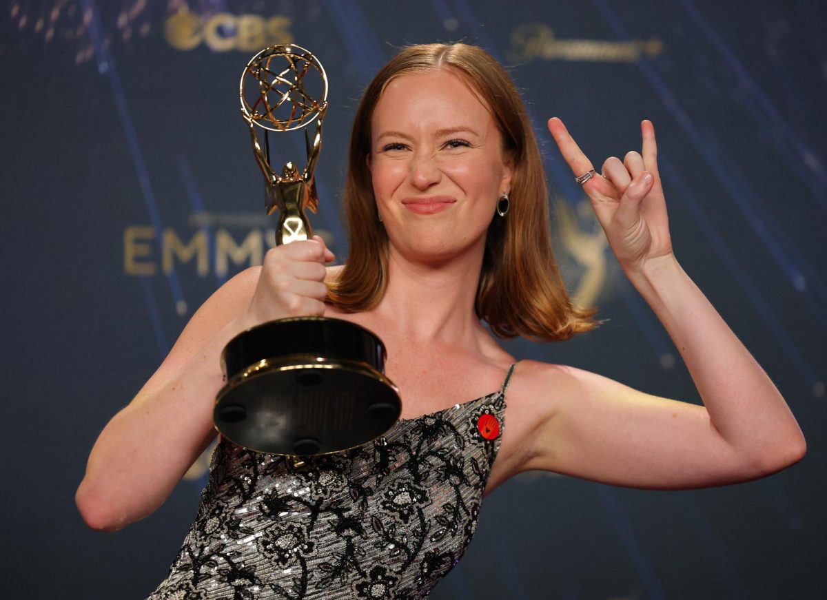Hannah Einbinder poses with the Best Supporting Actress in a Comedy Series award for Hacks, at the 77th Primetime Emmy Awards in Los Angeles, California, U.S., September 14, 2025. REUTERS/Daniel Cole