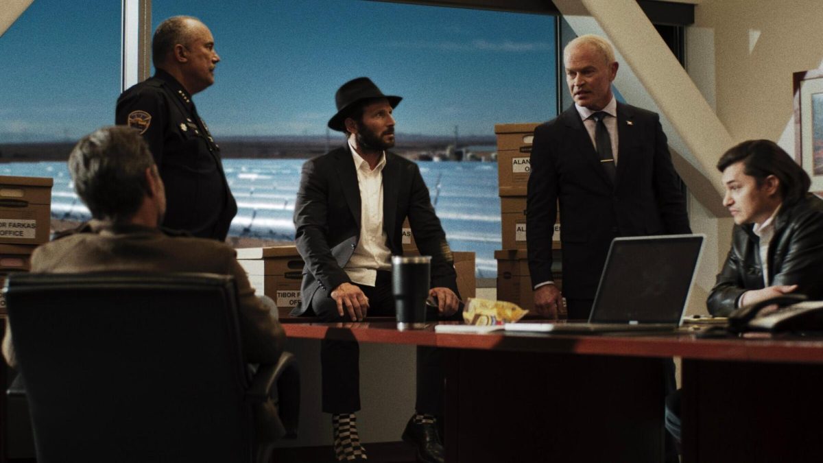 Mark Feuerstein plays Rabbi Mo Zaltzman (center), a small town Rabbi who has to unravel a complex conspiracy. Courtesy of Salvador Litvak