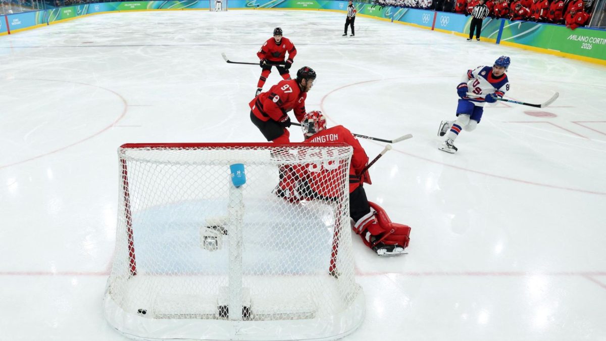 Milano Cortina 2026 Olympics - Ice Hockey - Men's Gold Medal Game - Canada vs United States - Milano Santagiulia Ice Hockey Arena, Milan, Italy - February 22, 2026. Jack Hughes of United States scores their second goal in overtime to win gold Pool via REUTERS/Bruce Bennett