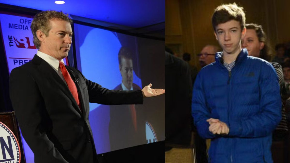 Republican presidential candidate Rand Paul introduces his son William at the NHGOP First In The Nation Town Hall, Jan. 23, 2016 in Nashua, New Hampshire. (Darren McCollester/Getty Images)