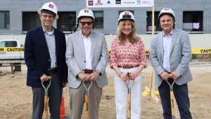 From left, Andy Thorpe, Randy Green, Nancy Green and Todd Goldenhersh take part in the groundbreaking. 
