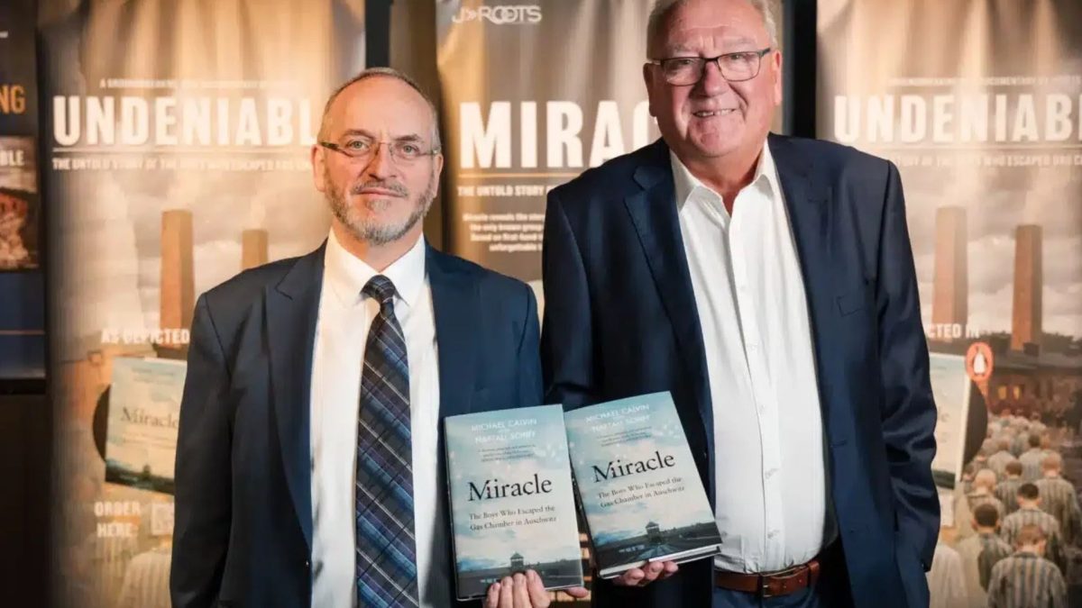 Rabbi Naftali Schiff, left, and Michael Calvin, co-authors of the book "Miracle." (Jacob Gersch photography)