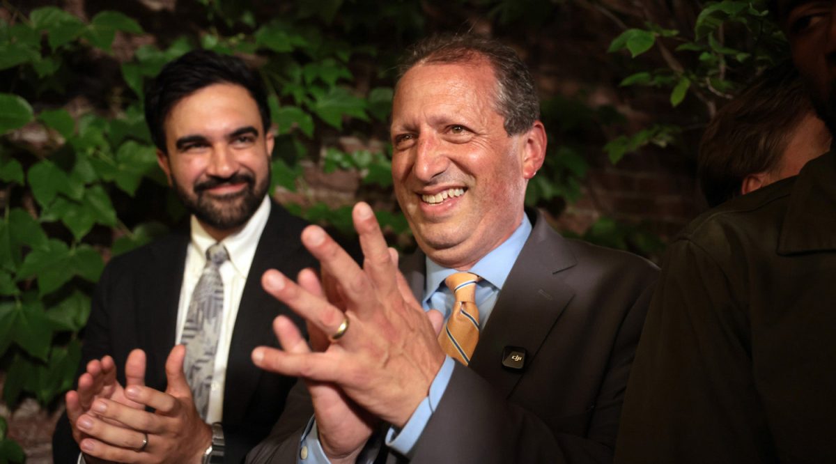 Democratic Congressional candidate Brad Lander stands with New York City Mayor Zohran Mamdani after winning the 10th District Democratic primary on June 23, 2026, in the Brooklyn borough of New York City. (Spencer Platt/Getty Images)