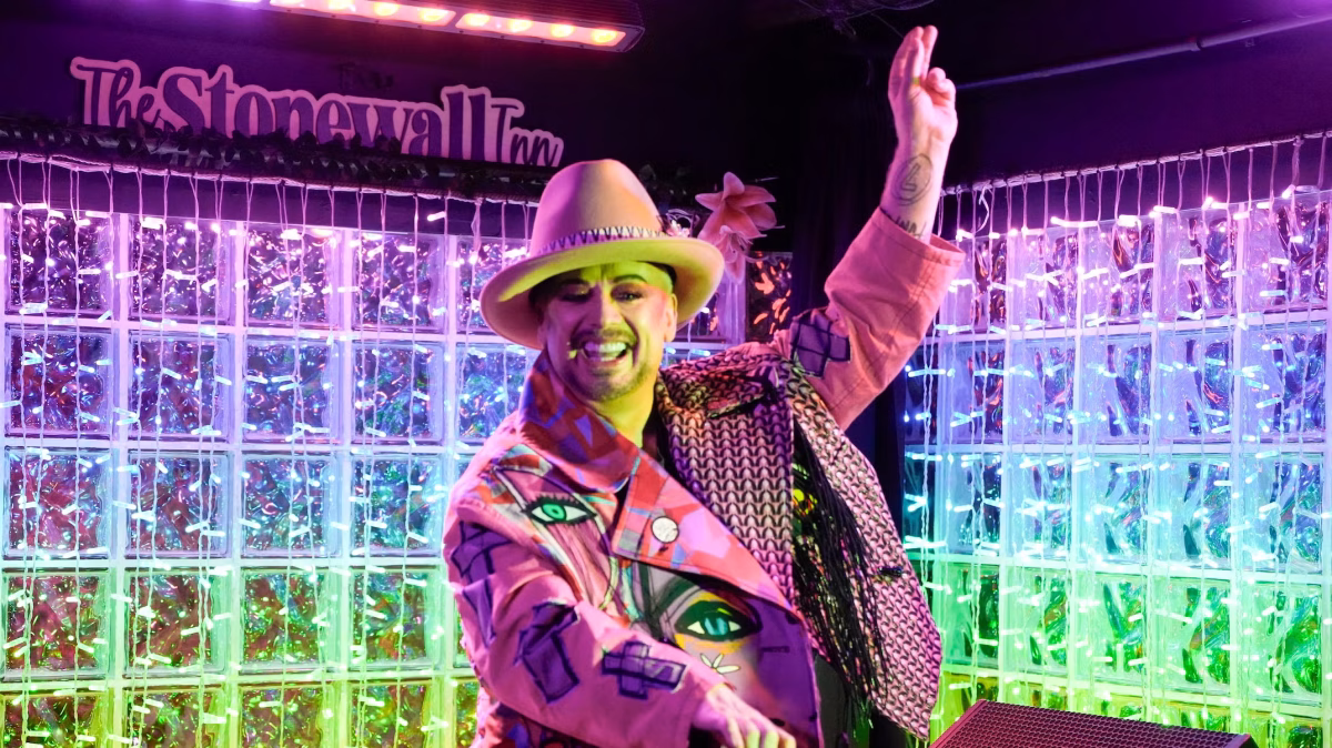 Boy George kicks off PRIDE week with a surprise popup DJ set at Stonewall Inn, June 20, 2026, in New York City. (Astrida Valigorsky/Getty Images)