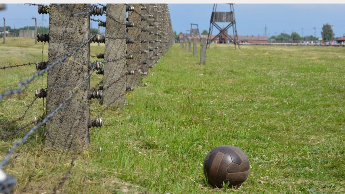 Kevin Simpson chronicles the history of soccer, survival and resistance during the Holocaust in his book "Soccer Under the Swastika." Above is a photo he took at the Auschwitz concentration camp. (Courtesy of Kevin Simpson)