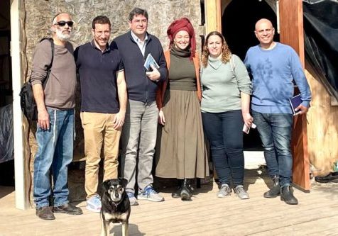 Community leaders from Israel's Gaza envelope area meet with the the CEO of UJA-Federation of New York, Eric Goldstein, third from left, and Itzik Shmuli, the director general of UJA’s Israel office, second from left. (Yarden Cohen)