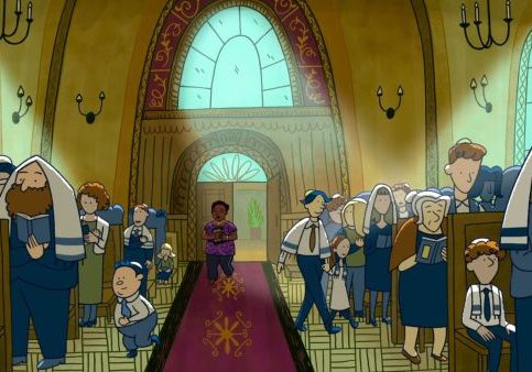 The Netflix series "Long Story Short" features a scene in a synagogue on Yom Kippur. (Courtesy Netflix)
